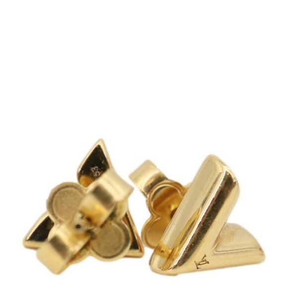 Louis Vuitton  V Stud Essential Metal Earrings Gold - Picture 8 of 9